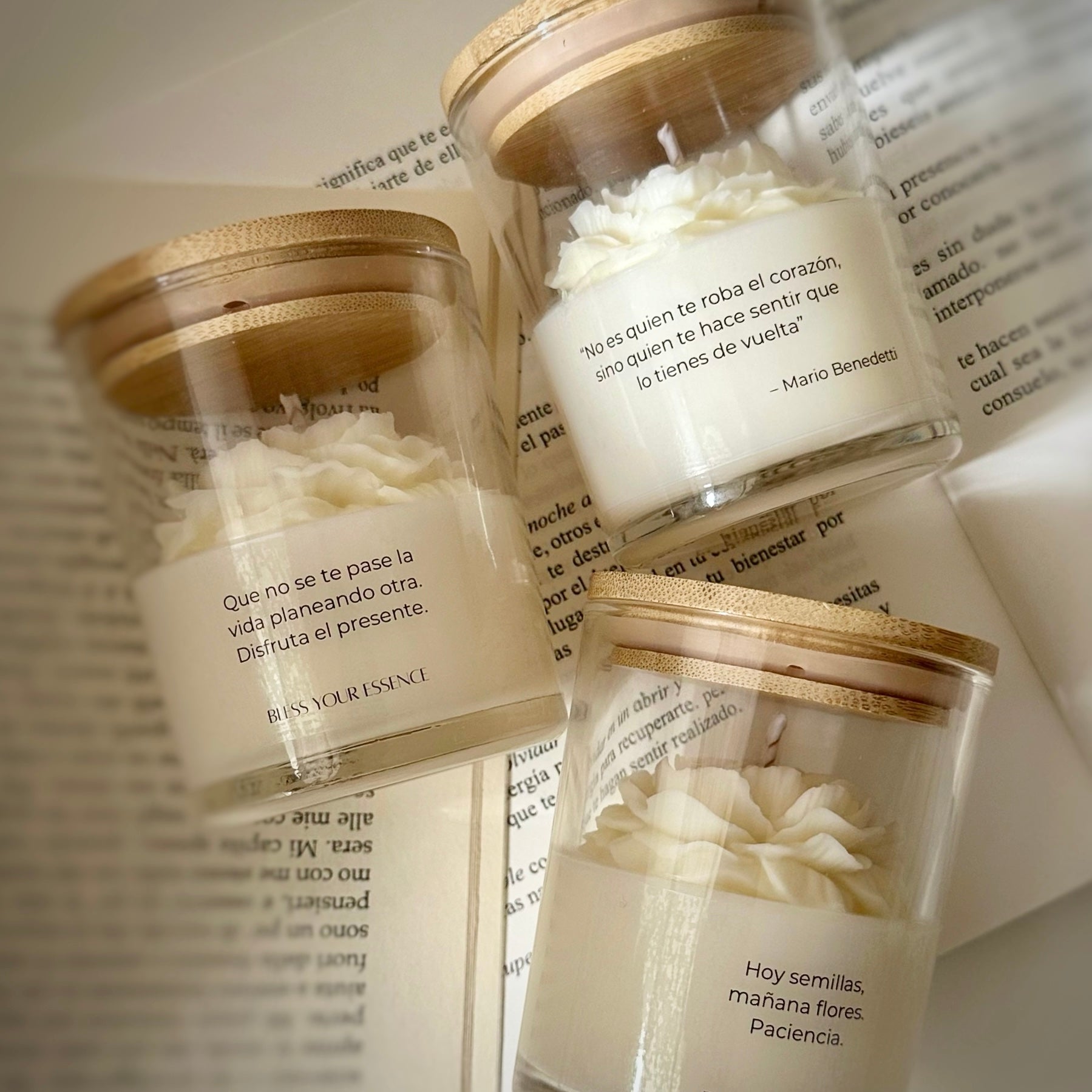 Velas con poema o mensaje personalizado
